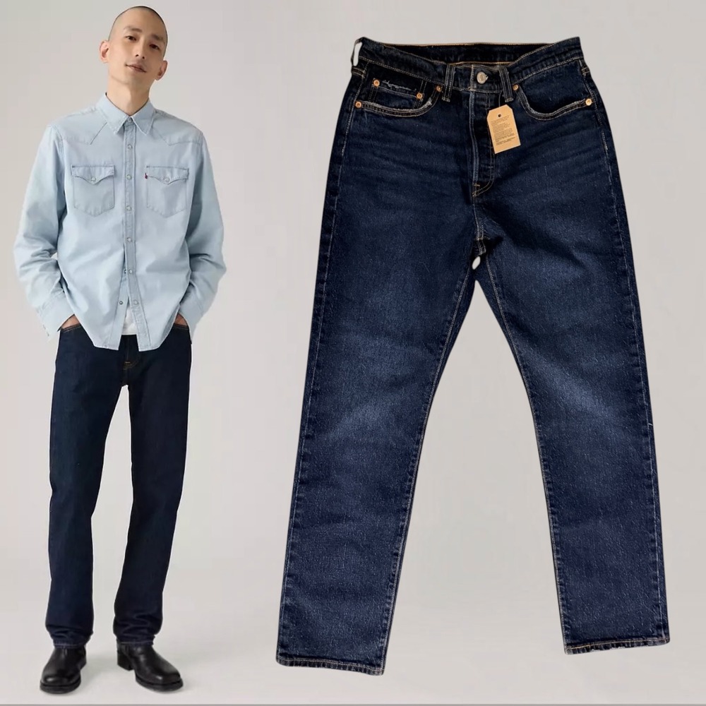 Levis 501 Original Straight Leg Jeans Dark Wash Indigo Blue W29 L30